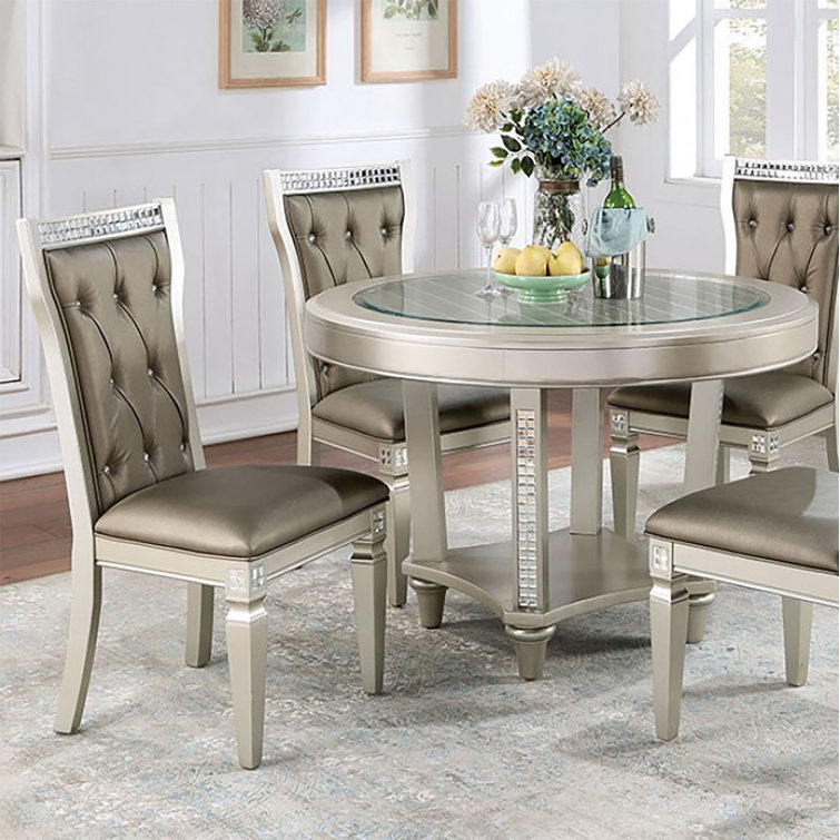 Hefner silver dining table new arrivals